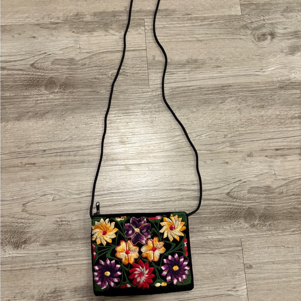 Floral Embroidered Crossbody Bag